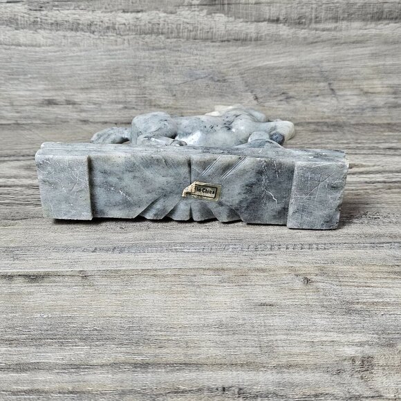 Horse Soapstone Figurine Chinese Hand Carved Steatite Gray Mid-Century Sculpture - Picture 8 of 9